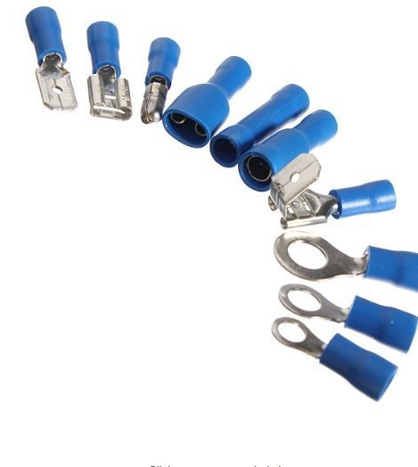 480pcs isolierte Anschluss-elektrische Falz-Verbindungsstück-Kolben-Spaten-Ring-Gabel mit Magazin